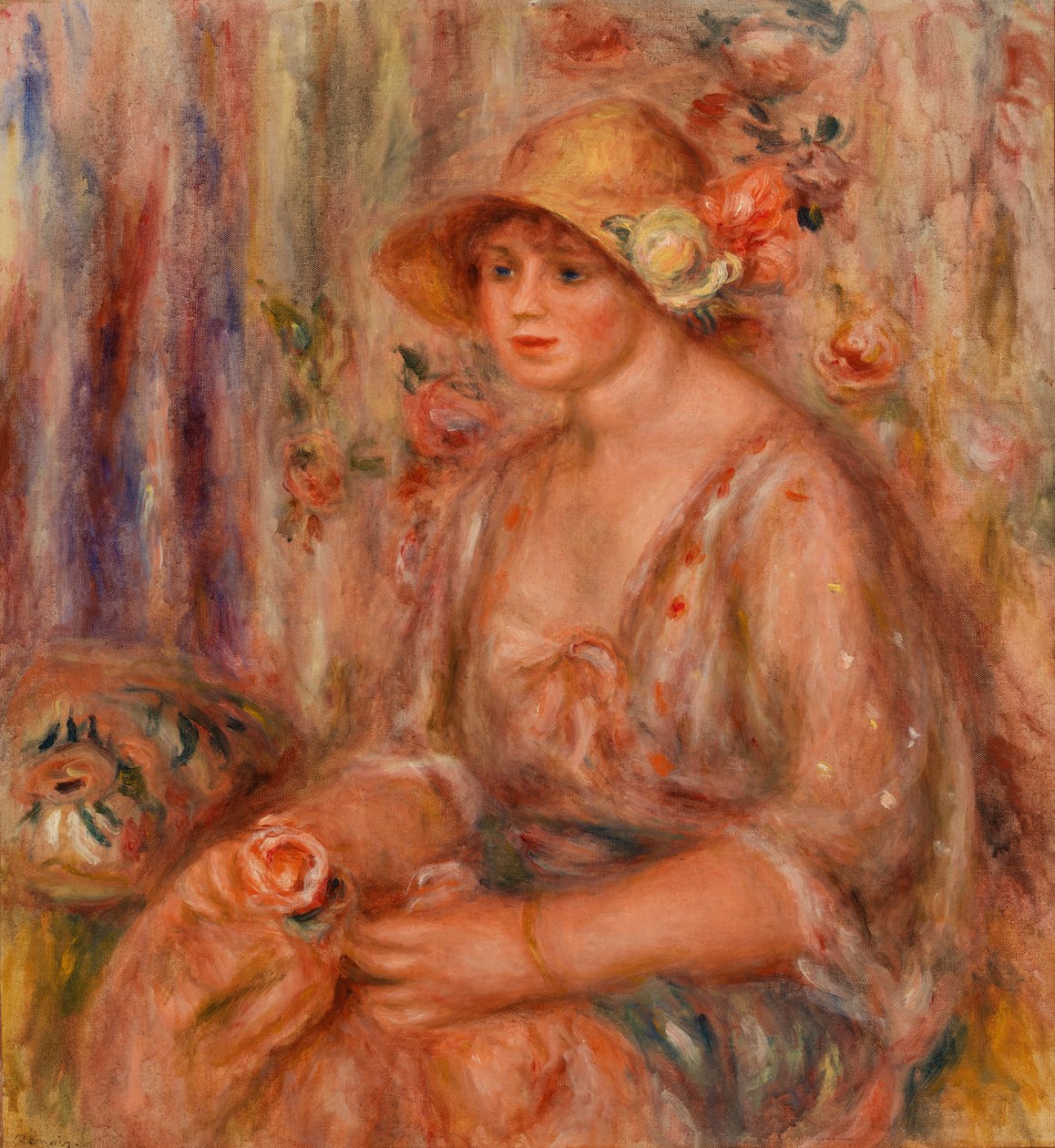 身着薄纱裙的女子（Femme en robe de mousseline） 作者 皮埃尔·奥古斯特·雷诺阿