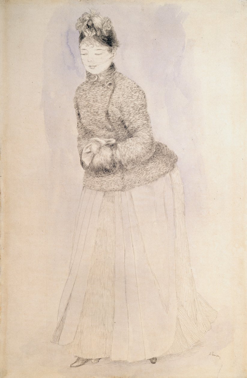 带着笨拙的女人，c1883-c1884。 作者 皮埃尔·奥古斯特·雷诺阿