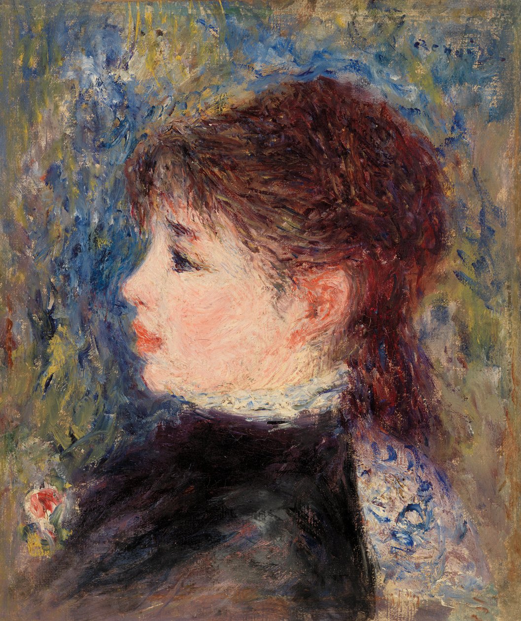 玫瑰少女 (Jeune fille Ã la rose) 作者 皮埃尔·奥古斯特·雷诺阿