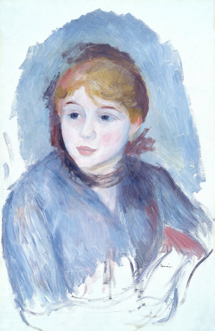 穿蓝色衣服的年轻女孩》，约1882年 作者 皮埃尔·奥古斯特·雷诺阿