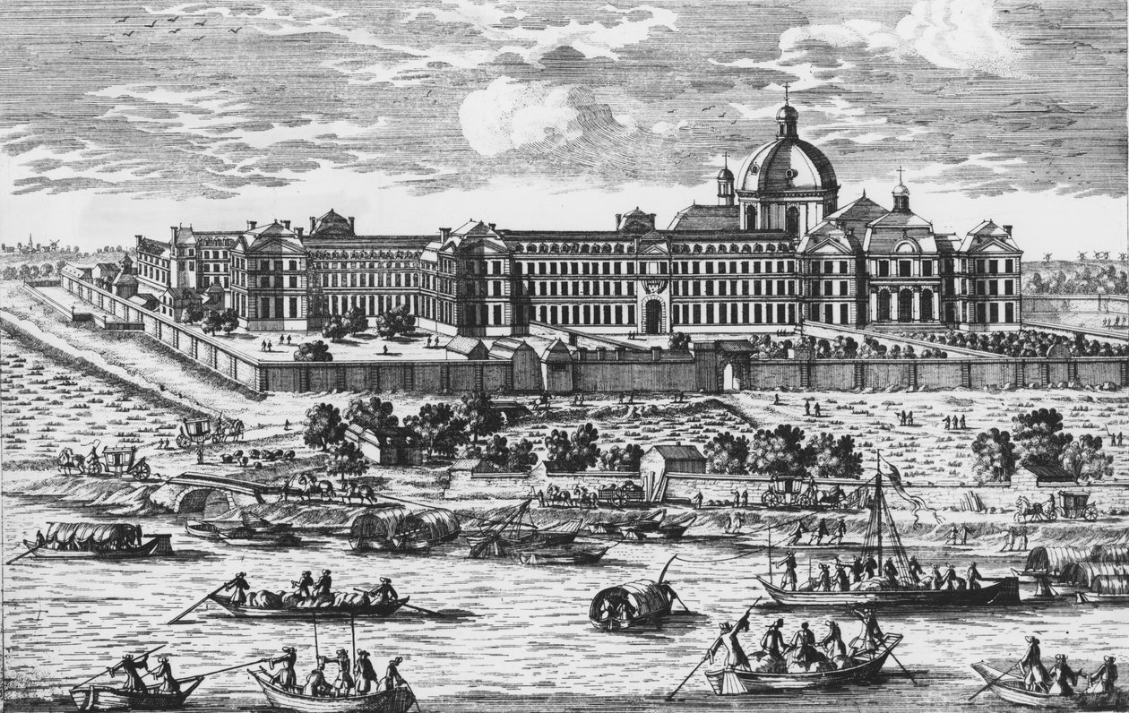 view of The Salpêtrier.Engraving of Aveline in the 17th century. 作者 皮埃尔·艾夫林