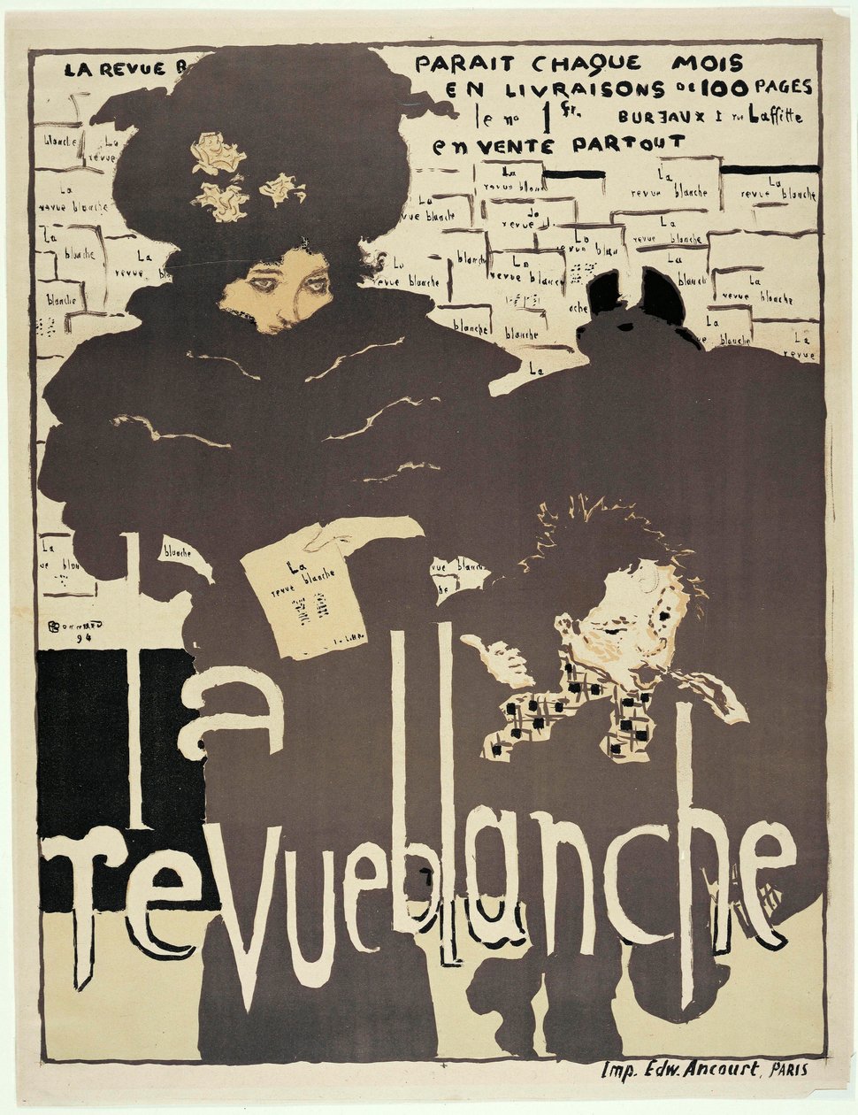 La Revue blanche》的新闻海报。米西亚-塞特（1872-1950 年）肖像（？）皮埃尔-博纳尔（1867-1947 年）的插图 作者 皮埃尔·邦纳德