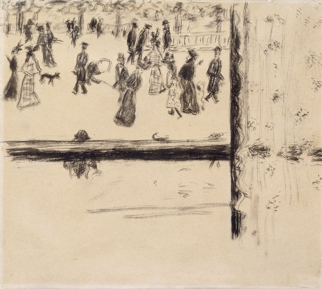 Boulevard des Batignolles，约1896-8年（纸上的画笔和黑色墨水） 作者 皮埃尔·邦纳德