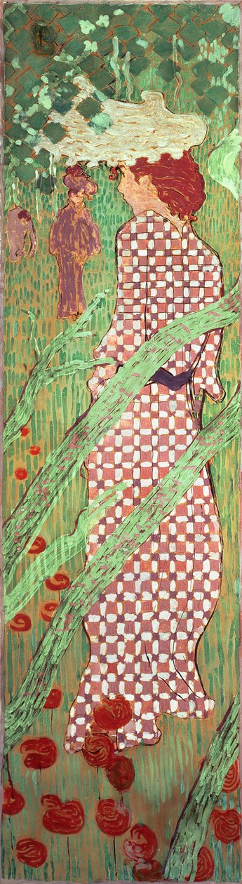 Femmes au jardin: femme à la robe quadrillée Women in a Garden: Woman in a..., 1891. 作者 皮埃尔·邦纳德