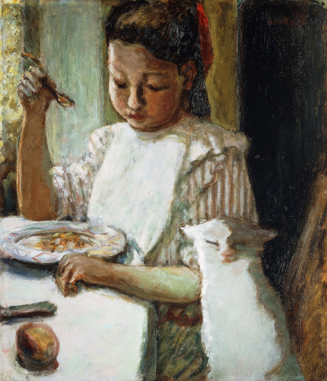 婴儿和猫； L&39;Enfant au Chat，c.1906（布面油画） 作者 皮埃尔·邦纳德