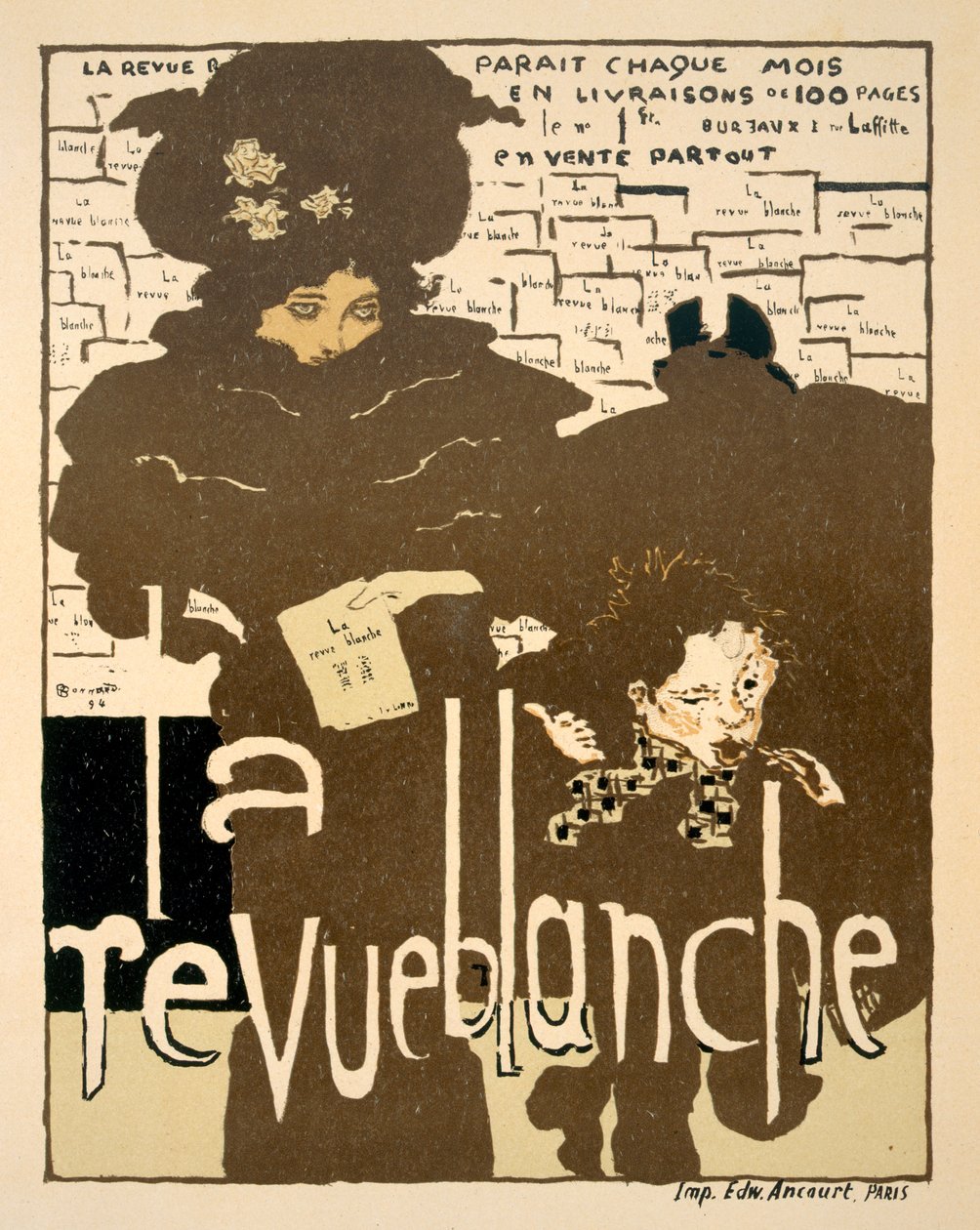 La Revue Blanche，1894年着名的月刊第一期海报广告 作者 皮埃尔·邦纳德