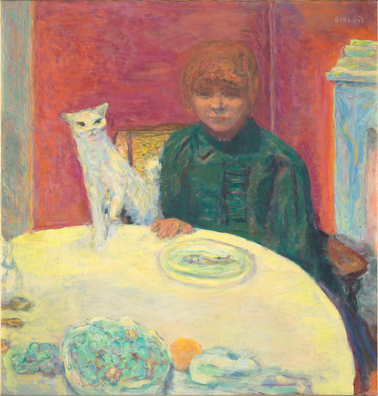 La femme au chat女人与猫，1912年。 作者 皮埃尔·邦纳德