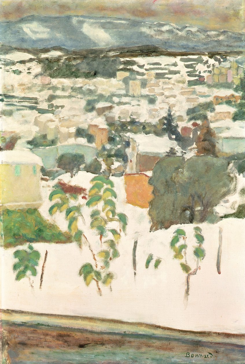 Le Cannet in the Snow，约 1927 年（布面油画） 作者 皮埃尔·邦纳德