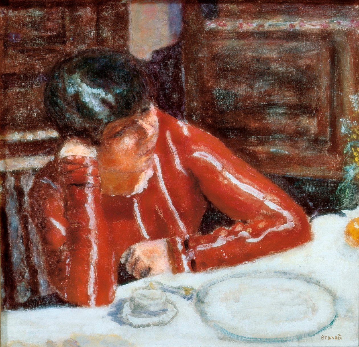 红色紧身胸衣 - Marthe Bonnard 作者 皮埃尔·邦纳德