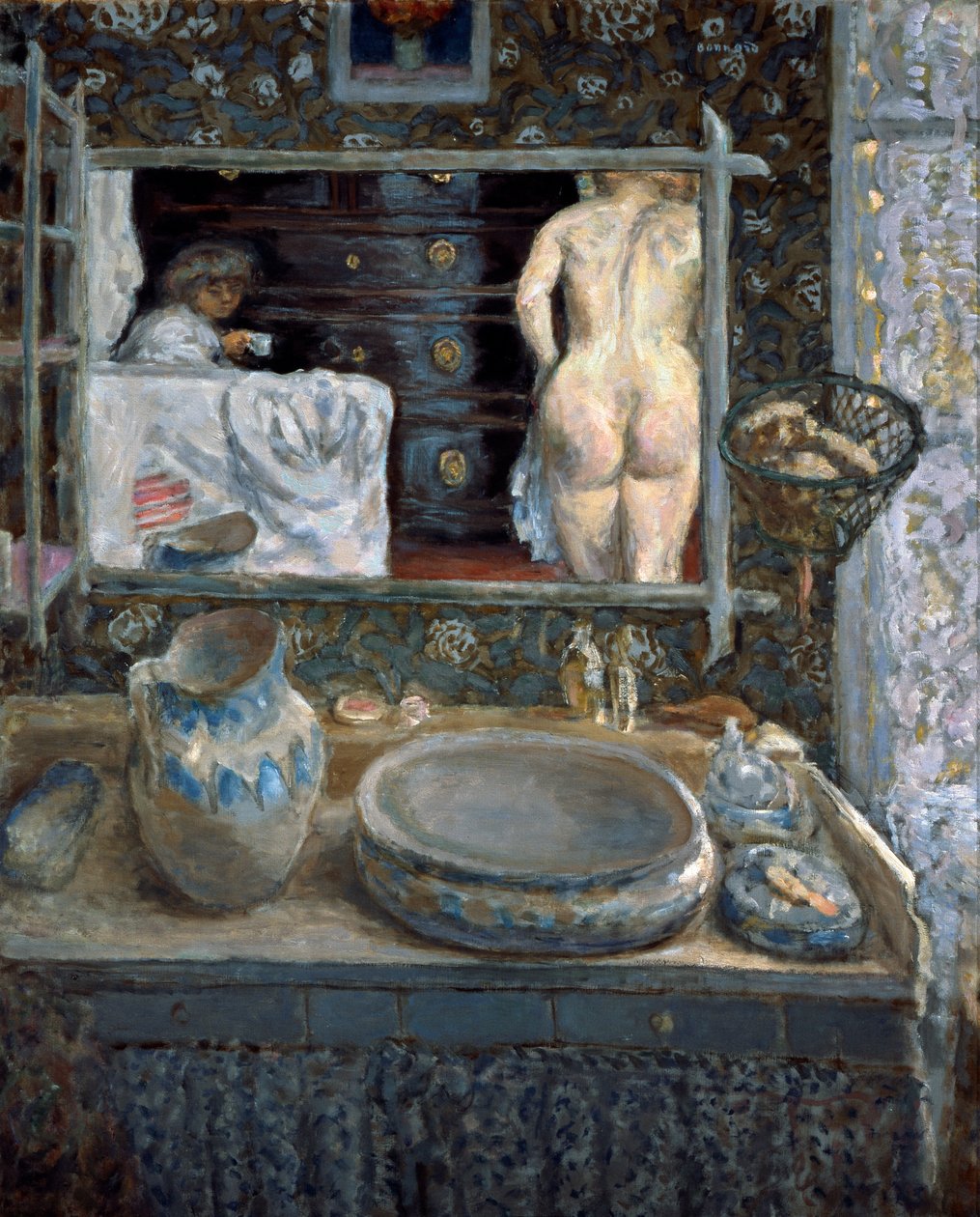 盥洗盆上方的镜子，1908年。 作者 皮埃尔·邦纳德