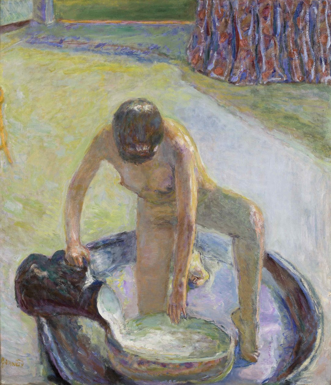 裸体蹲在浴缸里，蹲在浴缸里，1918年。 作者 皮埃尔·邦纳德
