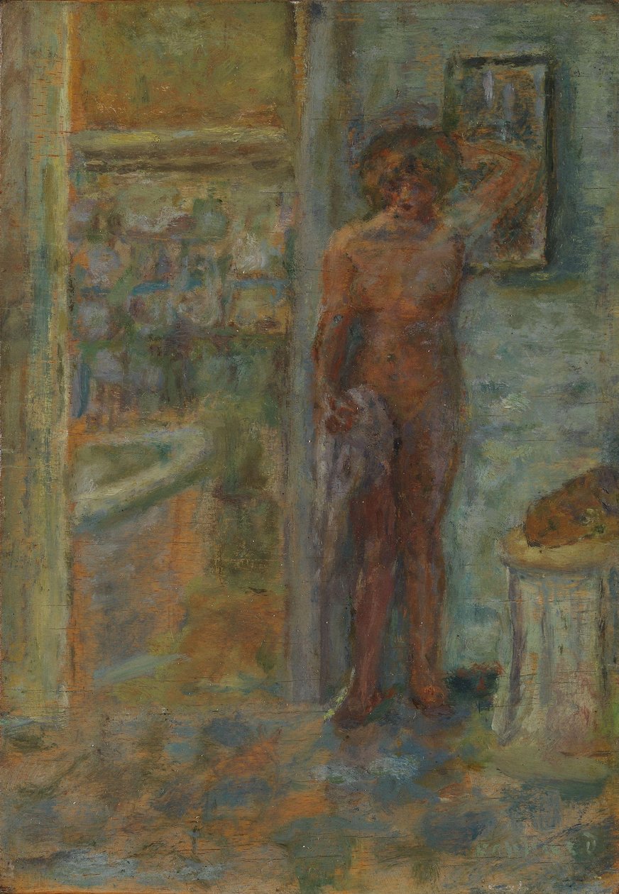 室内裸体，c.1917（木板上的油画） 作者 皮埃尔·邦纳德