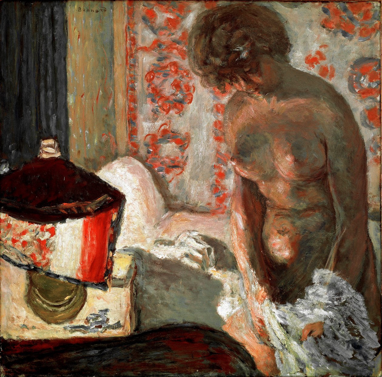 带灯的裸体 皮埃尔-博纳尔（1867-1947）的画作 1910-1911年 Dim. 75,5x75 cm 伯尔尼，汉斯-R收藏品。哈恩洛瑟系列 作者 皮埃尔·邦纳德