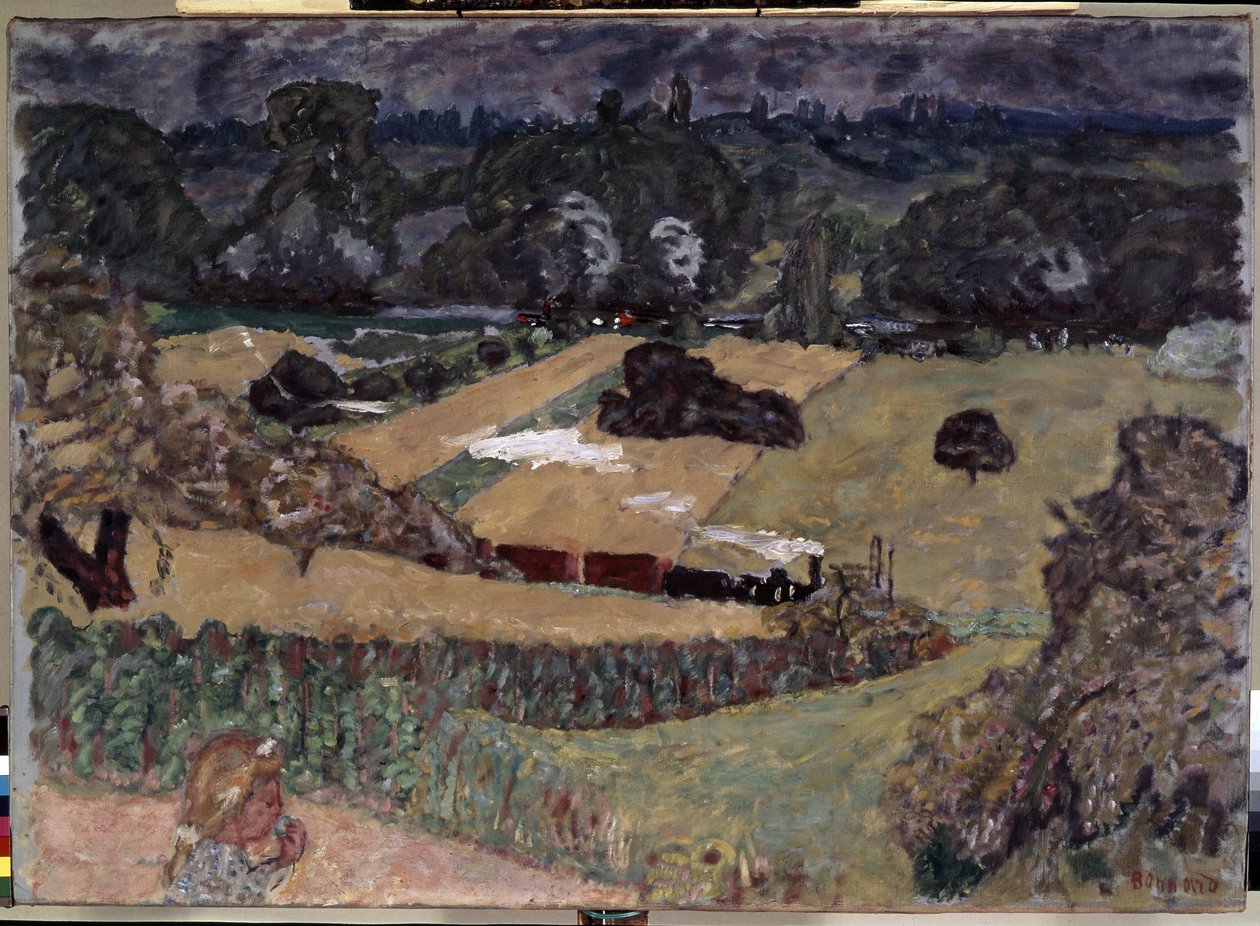 有货运列车的风景。皮埃尔-博纳尔（1867-1947 年）的画作 作者 皮埃尔·邦纳德