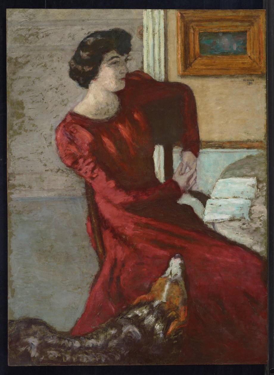 赫塞尔夫人的肖像或《红衣女子》，1901年 作者 皮埃尔·邦纳德