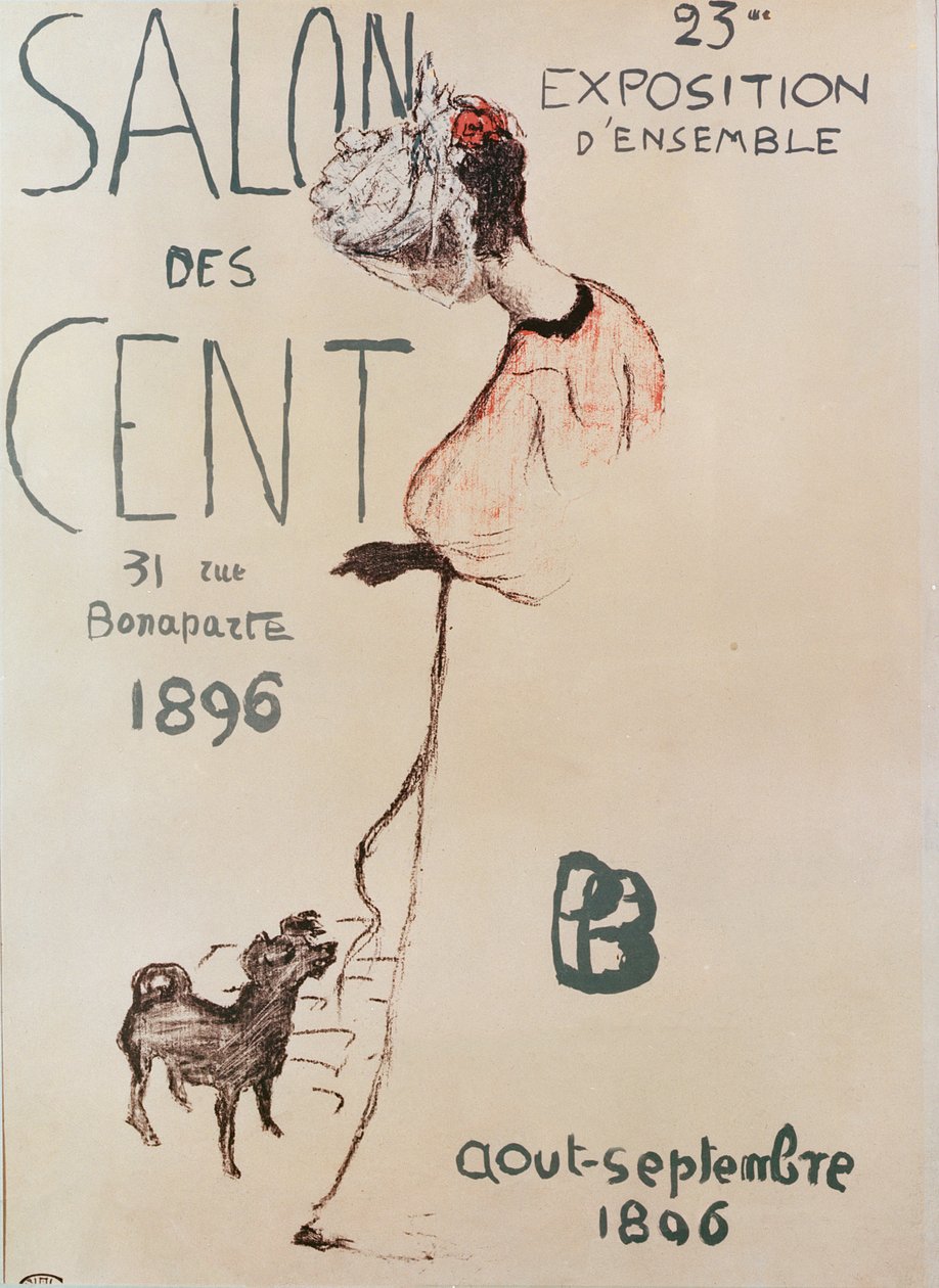 海报广告1896年沙龙des Cent的第23次展览 作者 皮埃尔·邦纳德