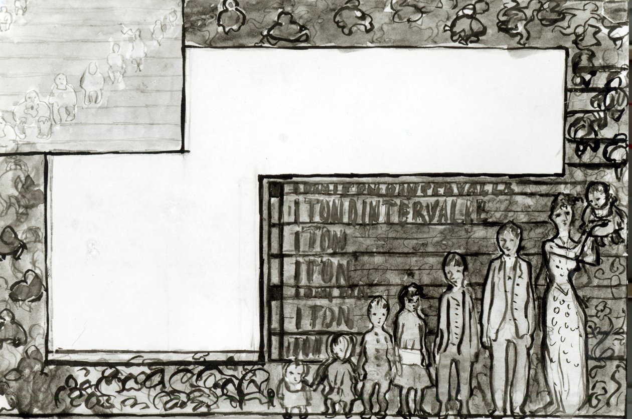Petit Solfege的素描，1893年（铅笔，画笔和墨水在纸上用wc） 作者 皮埃尔·邦纳德