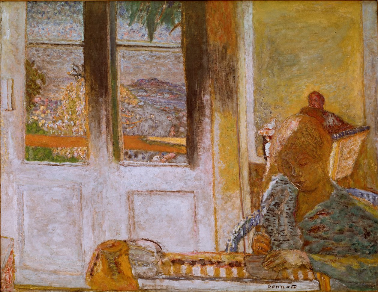 The French Window (Matin a Le Cannet) Painting by Pierre Bonnard (1867-1947) 1932. Oil on canvas. Dim. 86x112 cm Collection Privee 作者 皮埃尔·邦纳德