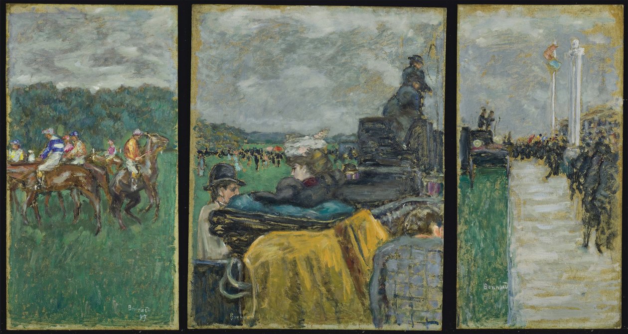 Longchamp赛马场Longchamp的比赛。三联画，1897年 作者 皮埃尔·邦纳德