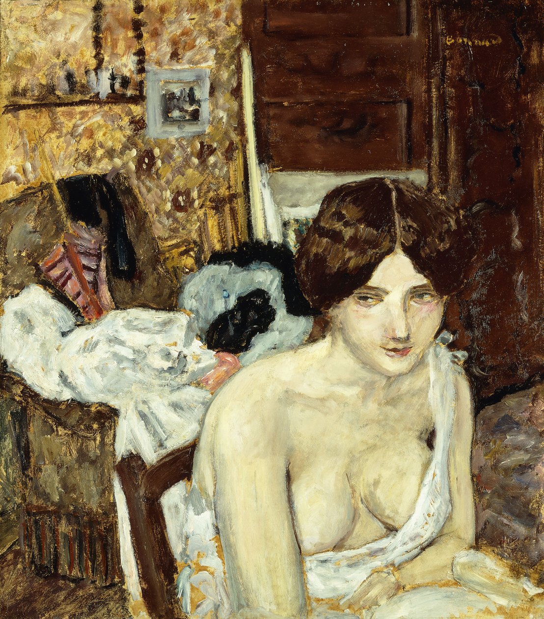 休息模式； Le Repos de Modele，约1910年（船上有油） 作者 皮埃尔·邦纳德