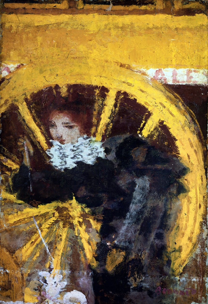The omnibus Young woman and her dog near the wheels of a carriage. Painting by Pierre Bonnard (1867-1947) 1895 Collection Vicomtess de Maublanc 作者 皮埃尔·邦纳德