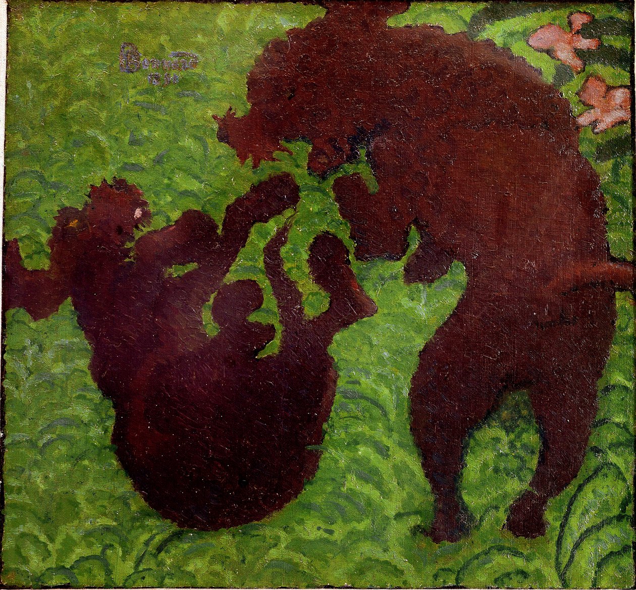 鹧鸪 两只狗在草地上玩耍。 Pierre Bonnard (1867-1947) 私人收藏的画作 作者 皮埃尔·邦纳德