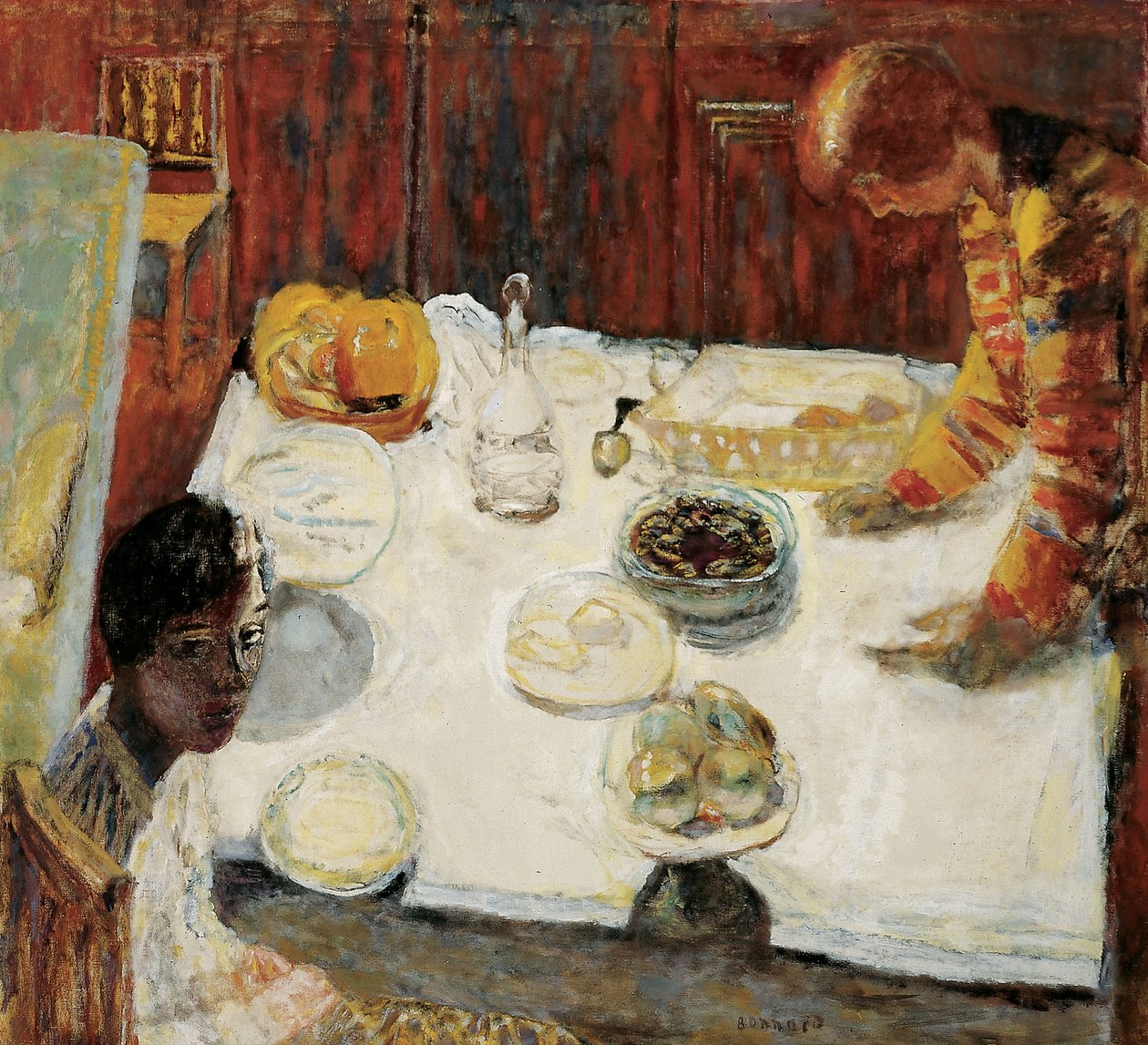 白色桌布餐厅，1925年 作者 皮埃尔·邦纳德