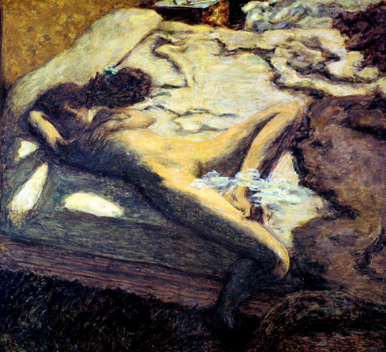 斜躺在床上的女人，或，懒的女人，1899年 作者 皮埃尔·邦纳德