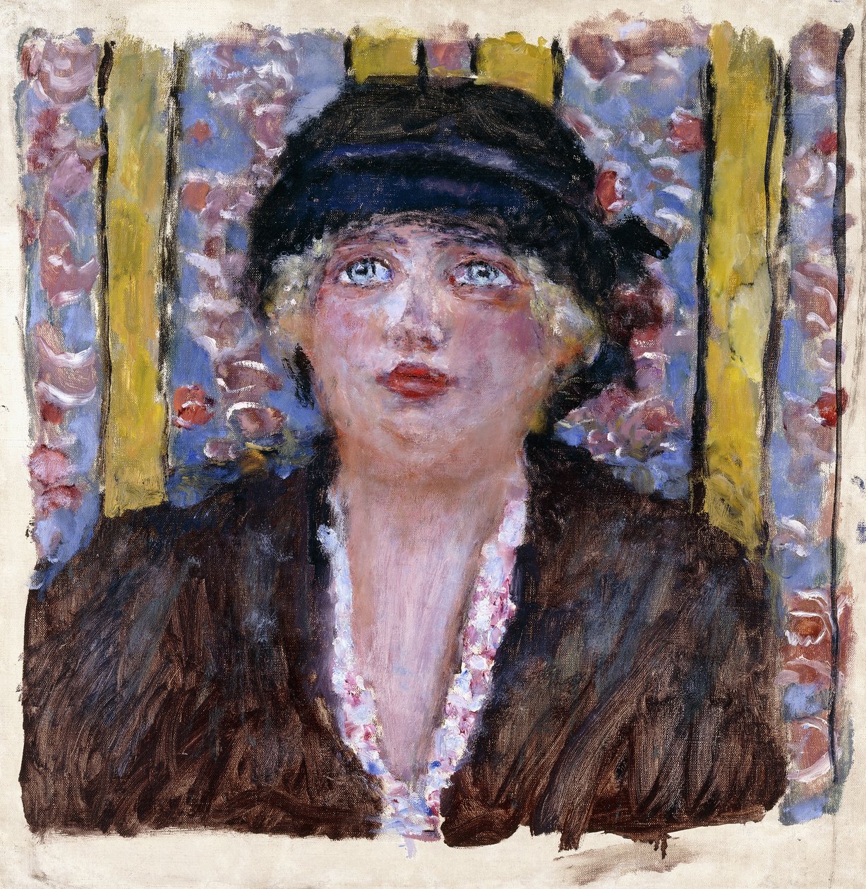 戴帽子的女人，约1920年（布面油画） 作者 皮埃尔·邦纳德