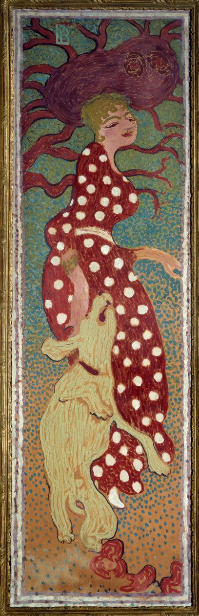 穿着白色圆点花纹连衣裙的女人 Pierre Bonnard (1867-1947) 的画作，1891 年昏暗。 1,6x0,48 m 巴黎，奥赛博物馆 作者 皮埃尔·邦纳德