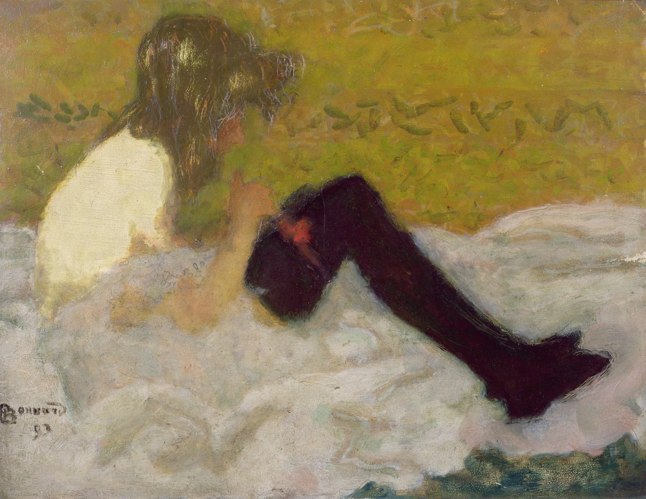 黑色丝袜的女人，1893年（油） 作者 皮埃尔·邦纳德