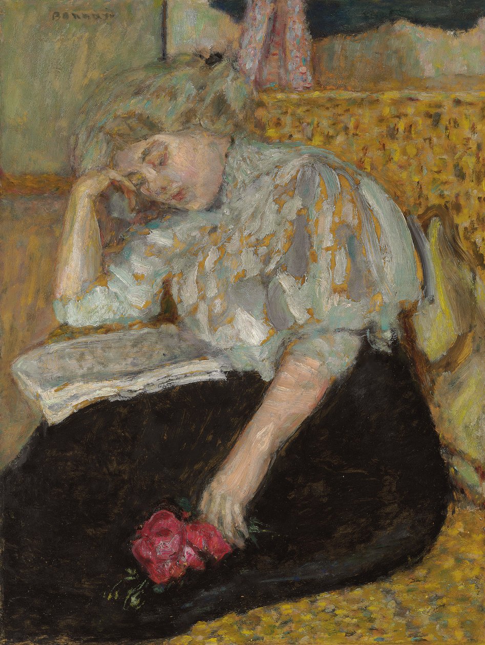 玫瑰的女人； Femme a la rose，1908年 作者 皮埃尔·邦纳德