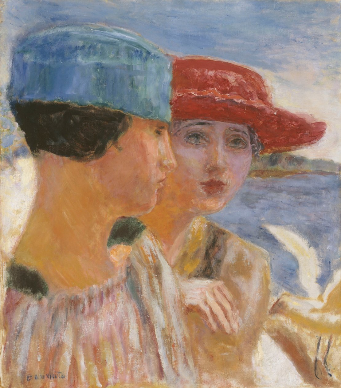 年轻女孩与海鸥，1917年。 作者 皮埃尔·邦纳德
