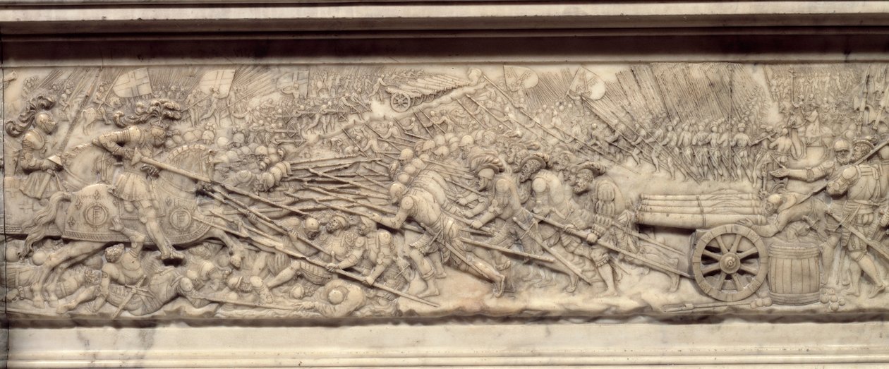 1515年的马里尼昂之战。法国国王弗朗索瓦一世（1494-1547）的心脏之墓。皮埃尔-邦特姆斯（Pierre Bontemps）（约1507-1568）的低浮雕 作者 皮埃尔·邦普斯（Pierre Bontemps）