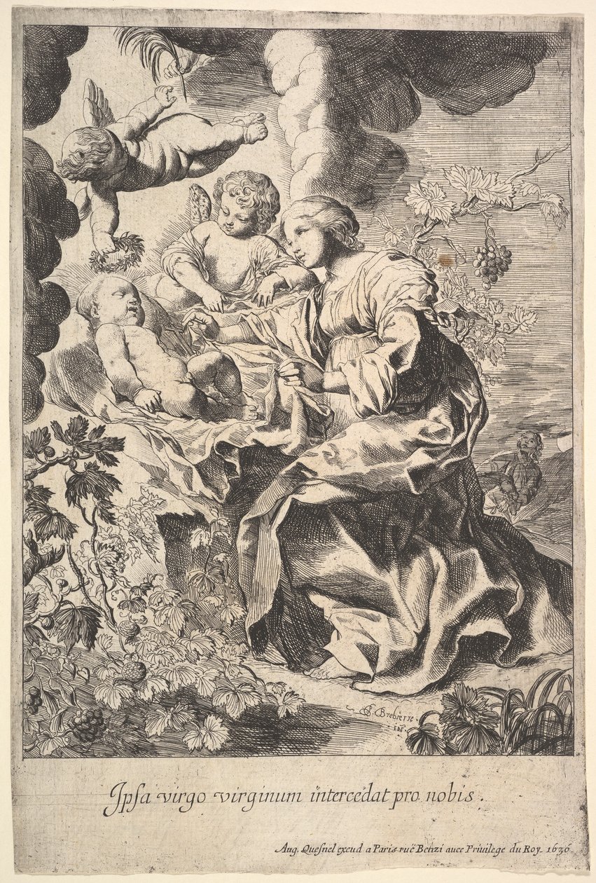 圣母和孩子与天使，1636年。 作者 皮埃尔·布雷比耶特