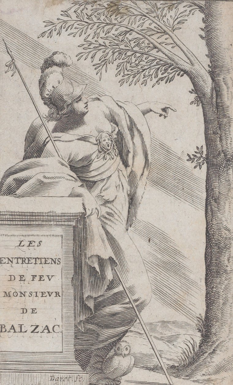 正面插图，摘自《与已故巴尔扎克先生的访谈》Les Entretiens de Feu Monsieur d...，1660。 作者 皮埃尔·达雷特