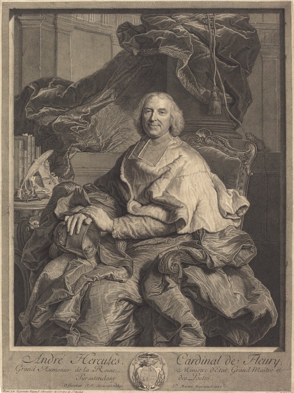 安德烈-赫拉克勒斯，弗勒里红衣主教 作者 皮埃尔·德雷维 (Pierre Drevet) 在 Hyacinthe Rigaud 之后