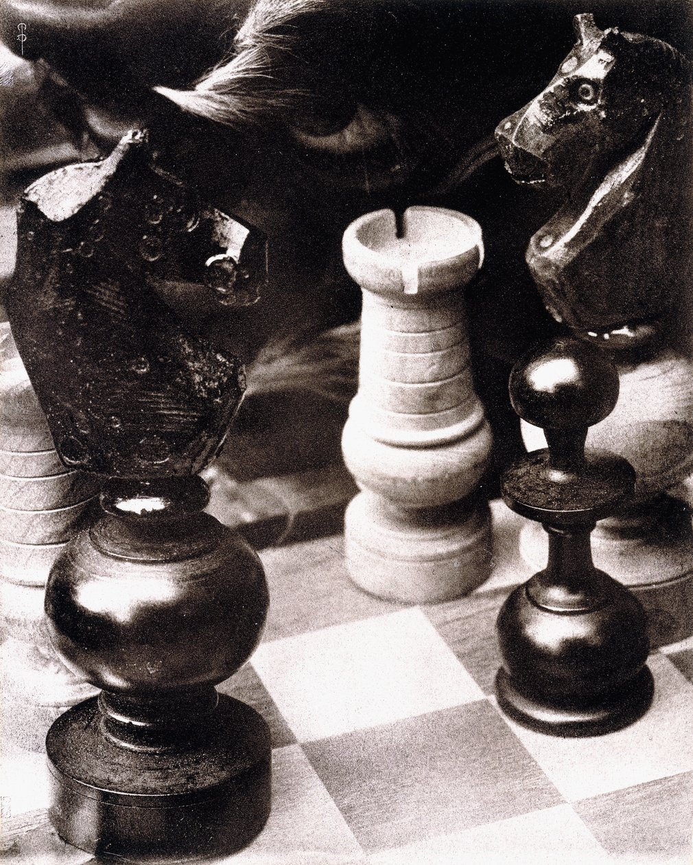 经过一场国际象棋比赛，约于1930年（油画） 作者 皮埃尔·杜布罗伊