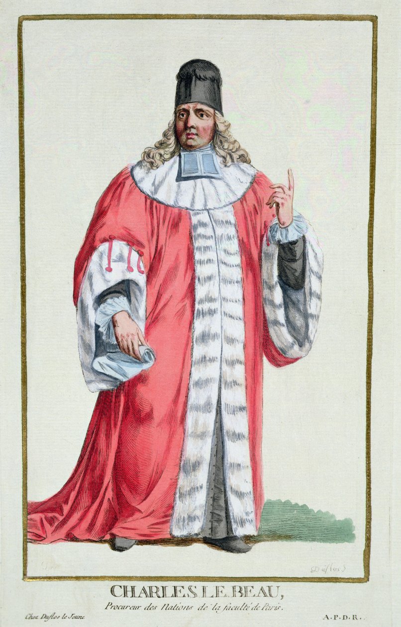 查尔斯-勒-博（1701-78），摘自 "Receuil des Estampes, Representant les Rangs et les Dignites, suivant le Costume de toutes les Nations existantes"，1780年出版（手绘版画）。 作者 皮埃尔·杜弗洛斯