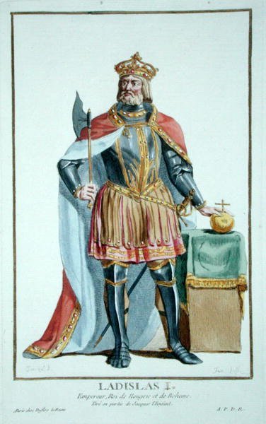 拉迪斯瓦夫一世（1040-95年）波希米亚国王，摘自 "Receuil des Estampes, representant les Rangs et les Dignites, suivant le Costume de toutes les Nations existantes"，1780年出版（手绘版画）。 作者 皮埃尔·杜弗洛斯