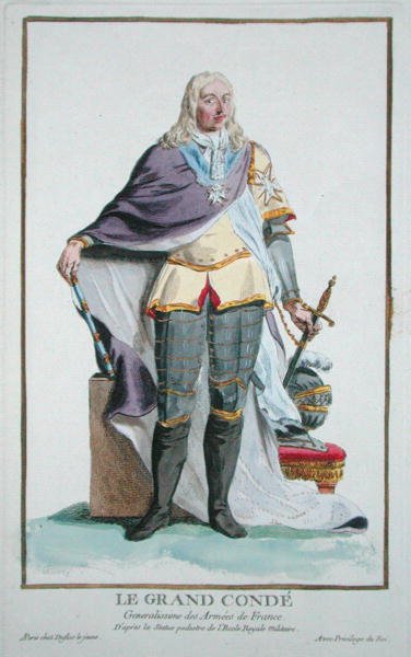 路易二世（1621-86），康德的第四任王子，摘自 "Receuil des Estampes, representant les Rangs et les Dignites, suivant le Costume de toutes les Nations existantes"，1780年出版（手绘版画）。 作者 皮埃尔·杜弗洛斯