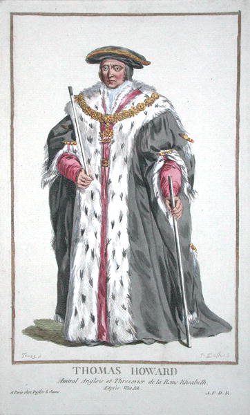 托马斯-霍华德（1473-1554），第三代诺福克公爵，摘自 "Receuil des Estampes, representant les Rangs et les Dignites, suivant le Costume de toutes les Nations existantes"，1780年出版（手绘版画）。 作者 皮埃尔·杜弗洛斯