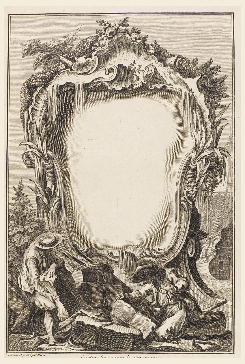 Cartouche pour le Commerce（被海军商业元素包围的图案） 作者 皮埃尔·埃德梅·巴贝尔