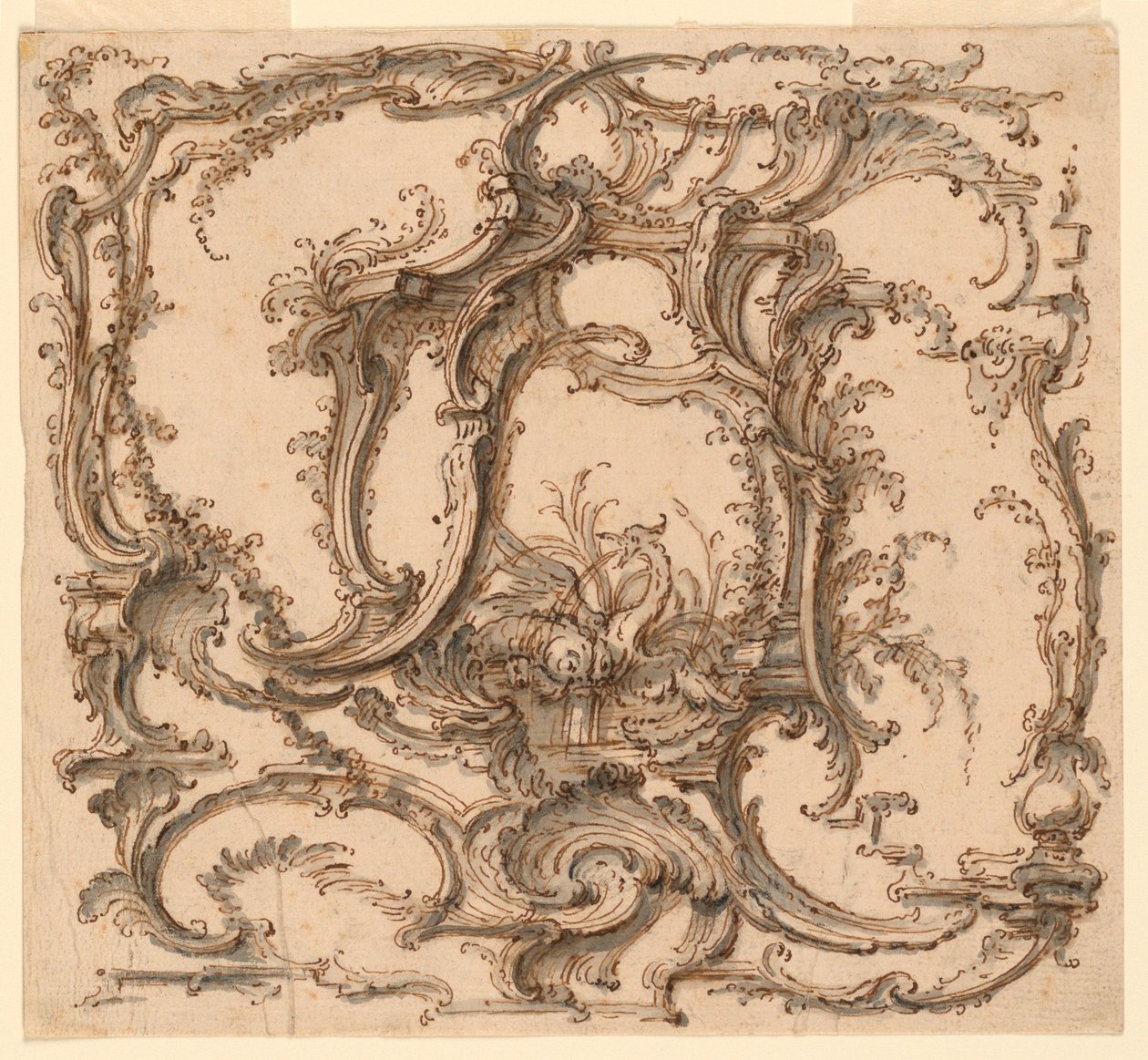 素描，装饰构图，约 1745 年 作者 皮埃尔·埃德梅·巴贝尔