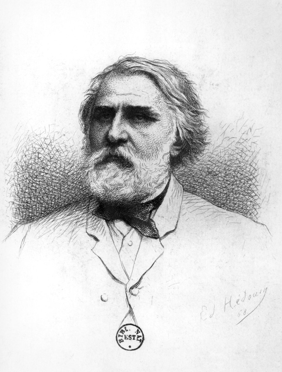 Ivan Turgenev的肖像（1818-83） 作者 皮埃尔·埃德蒙·亚历山大·赫杜因