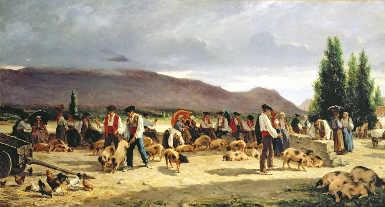 猪市场，1875年 作者 皮埃尔·埃德蒙·亚历山大·赫杜因