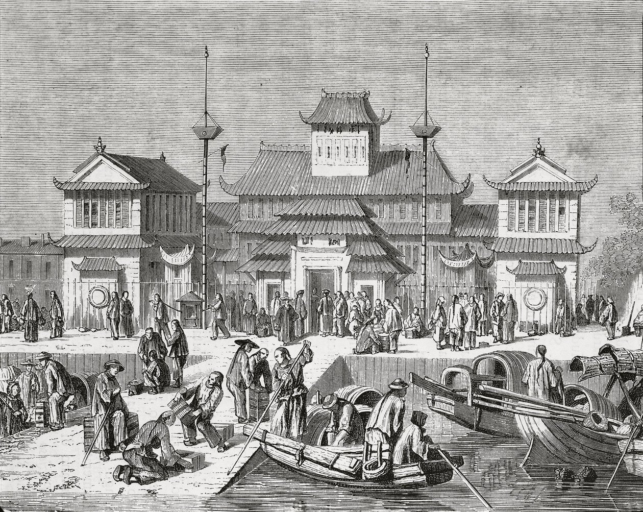 中国、上海、上海海关、雕刻 作者 皮埃尔·尤金（Pierre Eugene）