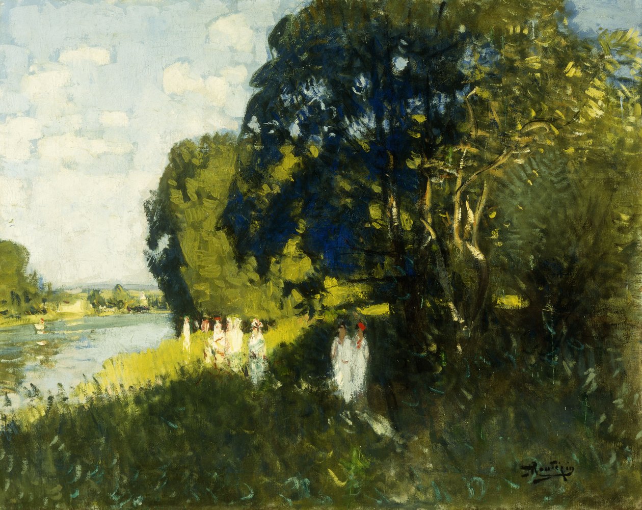 塞纳河畔的美丽星期天；un Beau Dimanche au Bord de la Seine 作者 皮埃尔·尤金·蒙特津
