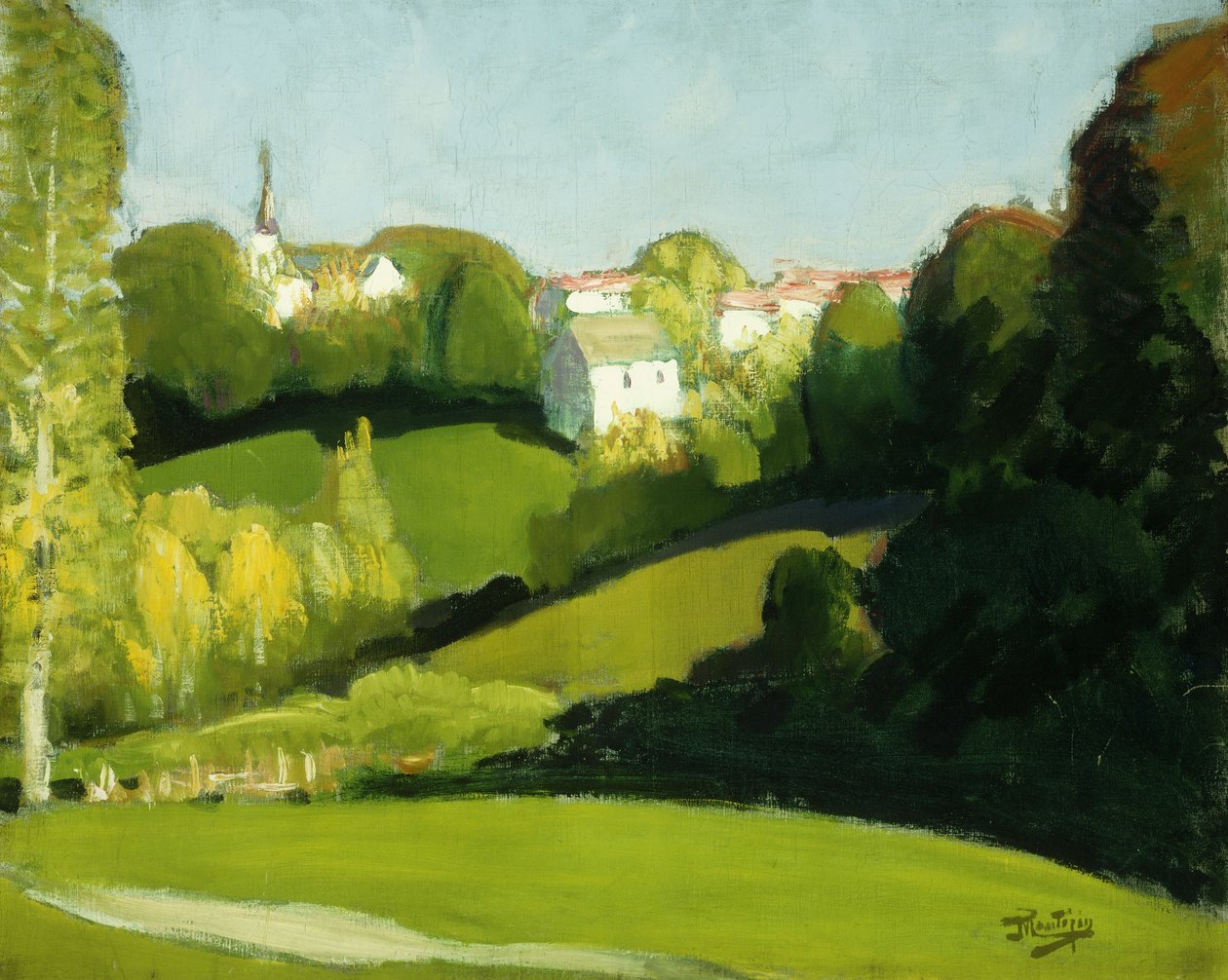 乡村，光与影；Paysage, Ombre et Lumiere，约 1920 年（布面油画） 作者 皮埃尔·尤金·蒙特津