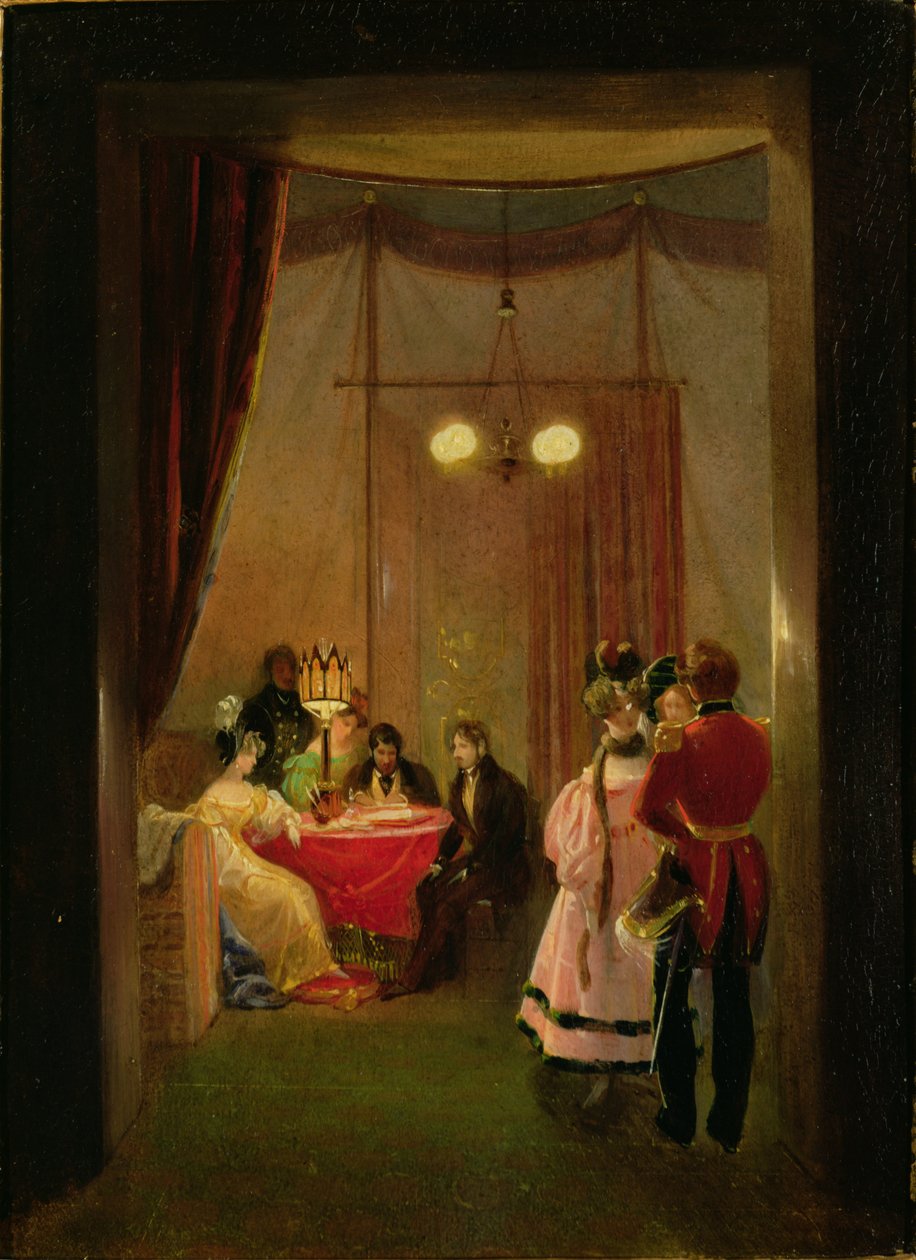 罗马的Hortense de Beauharnais沙龙（1783-1837）（卡片上油） 作者 皮埃尔·费利克斯·科特劳